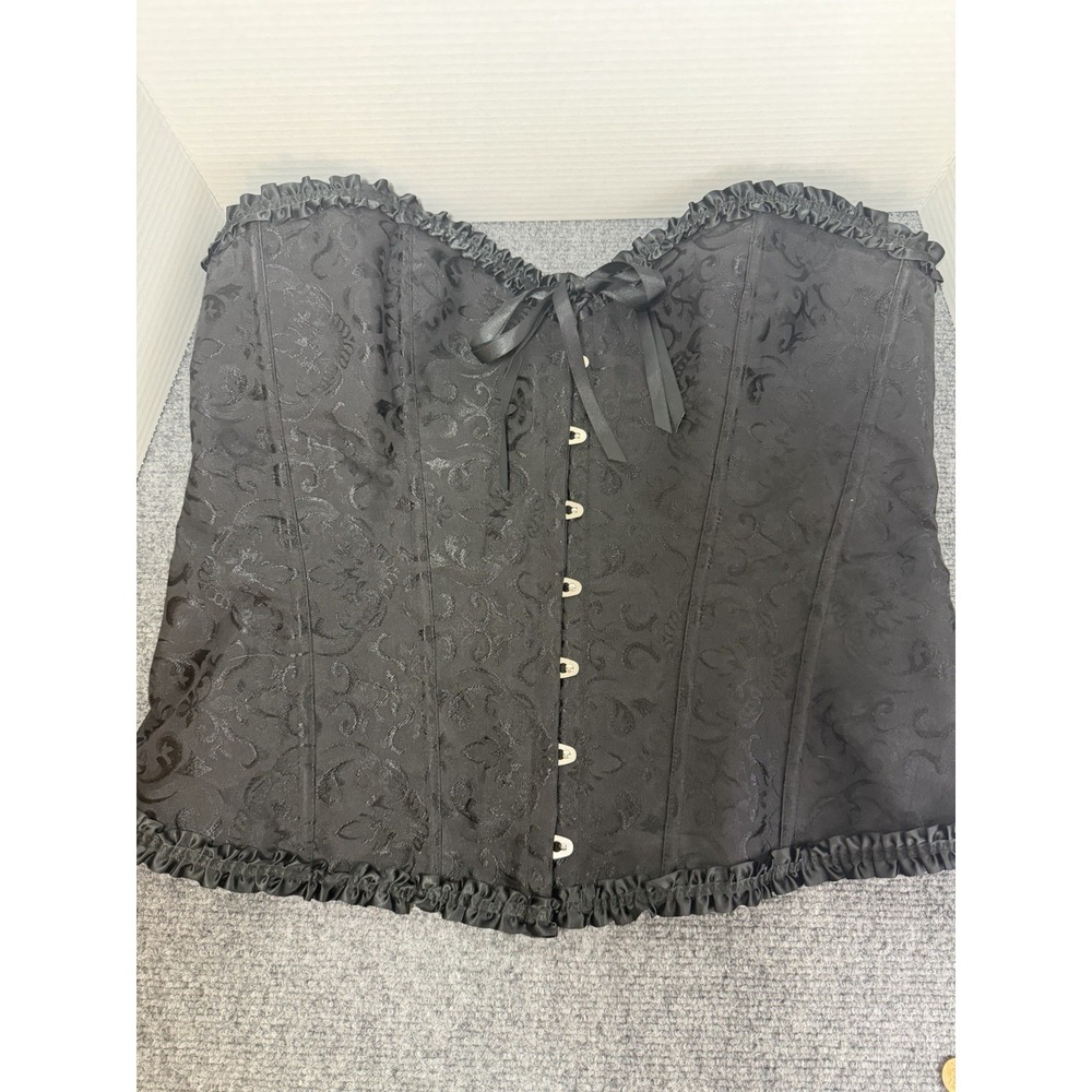 Unbranded Black Jacquard Corset 5XL Overbust Bustier Gothic Lace-Up Lingerie Top